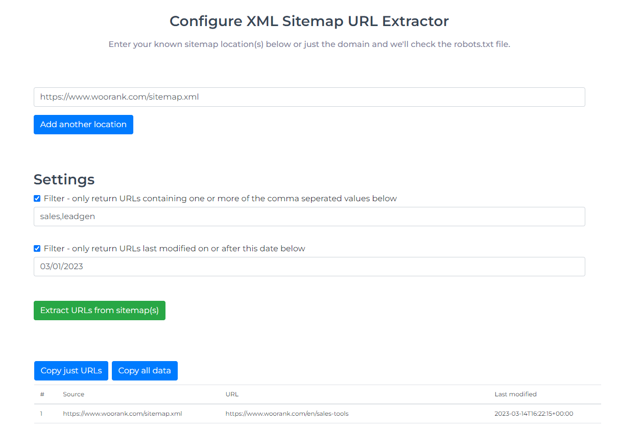 sitemap url extractor